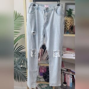 NWOT Pink Lily Boutique - Light Blue Distressed Straight Leg Jeans - Size 30